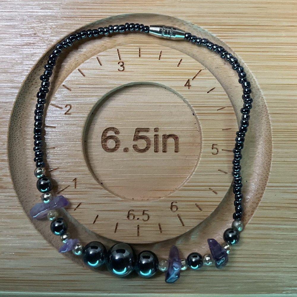 Hand Made Amethyst and Hematite Bracelet